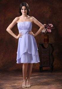 Lilac Strapless Knee-length Chiffon Dama Dresses in Chester