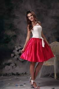 White and Red Quinceanera Dama Dress with Spaghetti Straps 2013