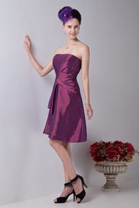 Purple Strapless Taffeta Dama Quinceanera Dresses in Purple Color