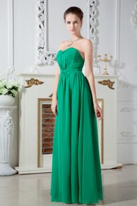 Ruched Sweetheart Green Floor Length Chiffon Quince Dama Dresses