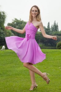 Lavender One Shoulder Dama Dresses for Quinceanera with Ruches Sash