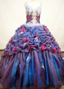 Colorful Straps Hand Made Flower Dress Of 15 with Pick-ups