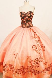 Rust Red sweetheart Quinceanera Dress with Embroidery 2013