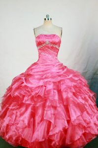 Hot pink Strapless Dresses Quinceanera Ruffled in Cumbria