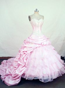 2014 Taffeta Chapel Train Pick-ups Sweet 16 Dress in Pink