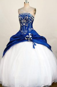 Blue Strapless Quinceanera Dresses with Bead and Appliques