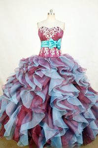 New Sweetheart Colored Appliques Quinceanera Dresses with Bowknot