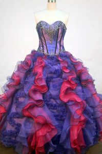Appliques Colorful Organza Appliques Ruffles Quinceanera Dresses