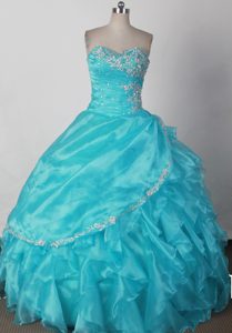 Appliques Ruching Aqua Blue Ruffles Quinceanera Dresses in Morwell