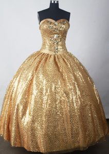 Paillette Gold Beading Fashionable Quinceanera Dress in Hamilton