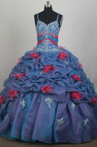 Appliques Beaded Pick-ups Quinceanera Dress with Spaghetti Straps