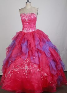 Multi-colored Appliques Ruffled Sweet 16 Dresses for Quinceanera