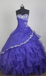 Layered Purple Appliques Ruching Quinceanera Dress in Caloundra
