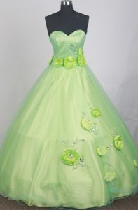 Cheap Hand Made Flowers Spring Green Quinceanera Dress in Belleville