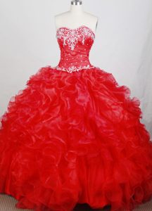 Detachable Ruched Appliques Red Quinceanera Dress in Toronto