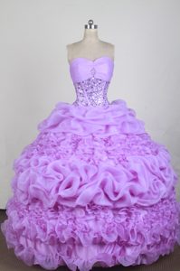 Rolling and Pick-up Sweetheart Beading Lavender Quinces Dresses