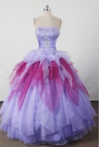 Lavender Beading Strapless Ruffled Dresses For a Quinceanera