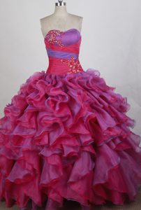 Two-colored Ball gown Strapless Ruffles Appliques Dresses For 15
