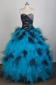 Sweetheart Black and Blue Beaded Quinceanera Dresses Gowns