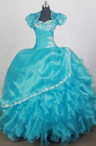 Sweetheart Appliques and Beading Turquoise Qunceanera Dresses