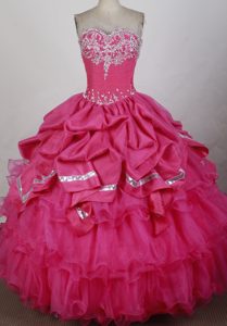 Beading and Appliques Sweet 15 Dresses with Sweetheart Pick-ups