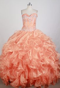 Beading Sweetheart Ruffled Orange Quinceanera Dress in Iquitos