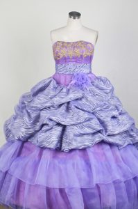 Strapless Zebra and Lavender Quinceanera Dress with Appliques