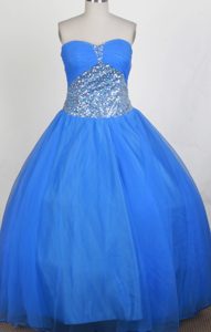 Simple A-line Sequin Sweetheart Aqua Blue Perfect Quinceanera Dress