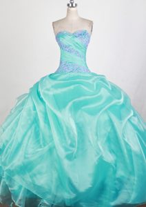 Ruched Bodice Sweetheart Beading Apple Green Dresses For Quinces