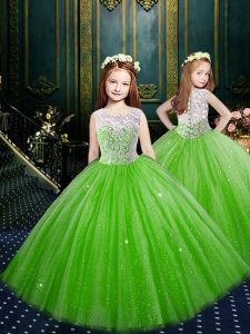 Scoop Sleeveless Tulle Clasp Handle Pageant Dress for Teens for Party and Wedding Party