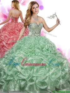 Traditional Floor Length Green Quinceanera Gowns Sweetheart Sleeveless Lace Up