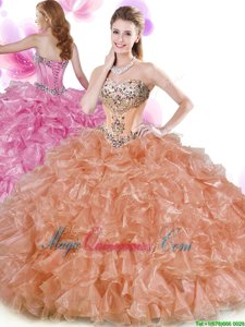 Romantic Sleeveless Beading and Ruffles Lace Up Sweet 16 Dresses