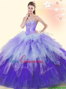 Discount Multi-color Sweetheart Lace Up Beading and Ruffles 15 Quinceanera Dress Sleeveless