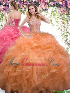 Admirable Organza Sleeveless Floor Length Vestidos de Quinceanera and Beading and Ruffles