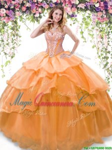 Sleeveless Lace Up Floor Length Beading and Ruffled Layers 15 Quinceanera Dress