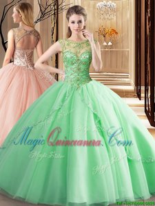 Scoop Sleeveless Beading Lace Up Sweet 16 Dresses