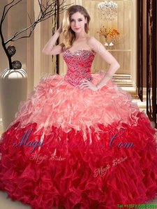 Gorgeous Multi-color Quinceanera Dresses Military Ball and Sweet 16 and Quinceanera and For with Ruffles Sweetheart Sleeveless Lace Up