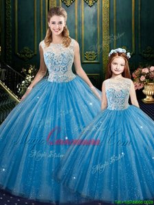 Fantastic Sleeveless Lace Lace Up Quinceanera Gown