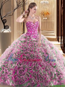 Clearance Multi-color Sweetheart Neckline Embroidery and Ruffles Quinceanera Dress Sleeveless Lace Up