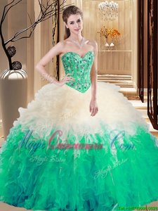 Sexy Floor Length Multi-color 15th Birthday Dress Sweetheart Sleeveless Lace Up