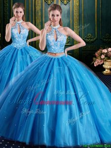 Sexy Sleeveless Lace Up Floor Length Beading and Appliques Sweet 16 Quinceanera Dress