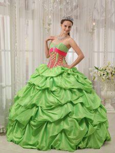 Toluca Mexico Spring Green Sweetheart Quinceanera Gowns Pick ups