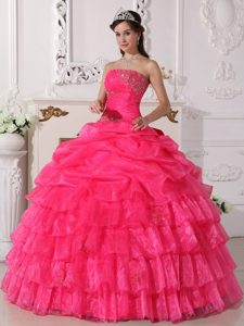 Naucalpan De Juarez Mexico Applqiued Ruffled Hot Pink Dresses 15