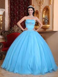 Culiacan Mexico Aqua Blue Quinceanera Gown Dresses with Appliques