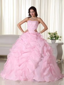 Beading and Ruffles Accent Dresses for A Quince in Baby Pink 2013