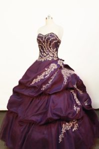 Appliques Sweetheart Full Skirt Purple Cool Back Quinceanera Dresses