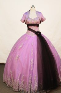 Lavender Strapless Sash Quinceanera Dress with Applique and Jacket