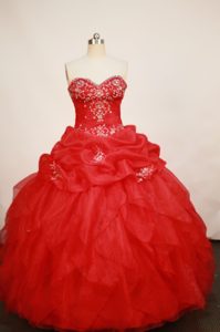 Discount Layers Ruched Sweetheart Red Appliques Quinceanera Dress