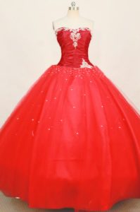 Tulle Sweetheart Appliques Floor-length Ball Gown Sweet Sixteen Dress