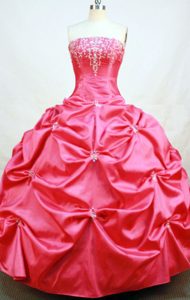 Strapless Beading Pick Up Red Quinceanera Dress Popular in Panama City